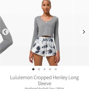 NWT Lululemon Cropped Henley Long Sleeve in Grey